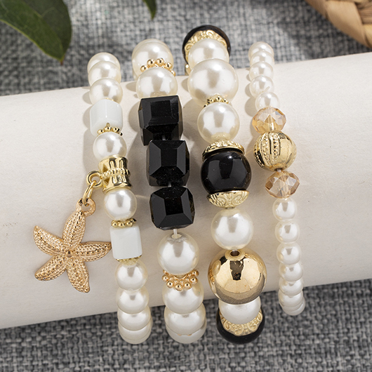 White jewelry,Other jewelry,Pearl Alloy Detail Round White Bracelets