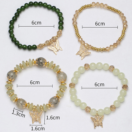 Light Green jewelry,Animal Print jewelry,Butterfly Light Green Alloy Detail Bracelets