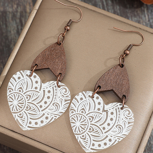White jewelry,Heart Acrylic Flower White One Pair Earrings