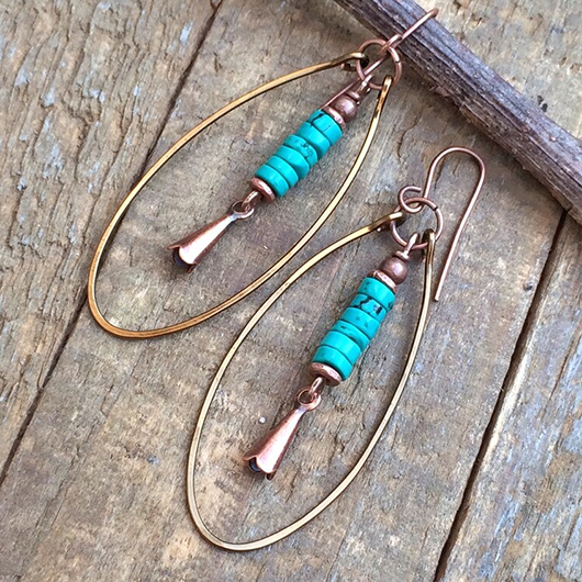 Mint Green jewelry,Alloy Detail Turquoise Material Mint Green Earrings