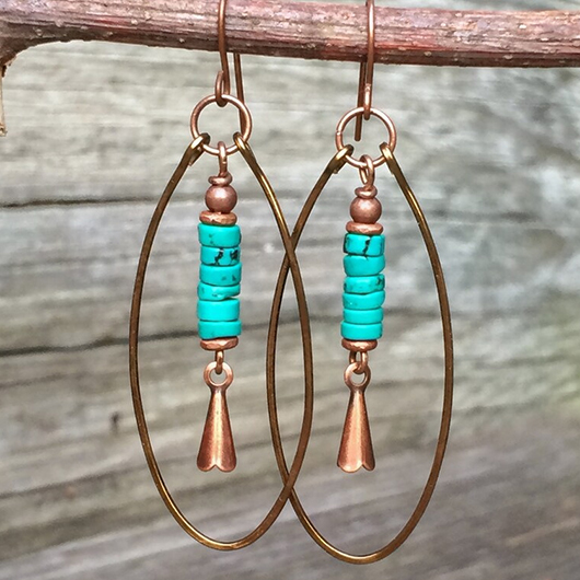 Mint Green jewelry,Alloy Detail Turquoise Material Mint Green Earrings