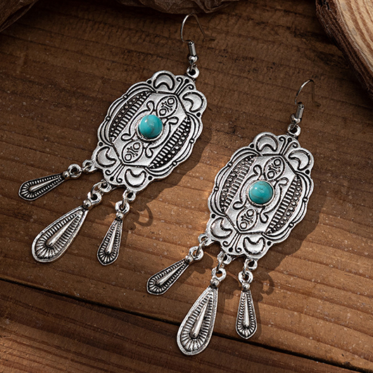Mint Green jewelry,Geometric jewelry,Tribal jewelry,Mint Green Alloy Turquoise Tribal Earrings
