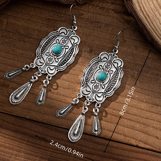 Mint Green jewelry,Geometric jewelry,Tribal jewelry,Mint Green Alloy Turquoise Tribal Earrings