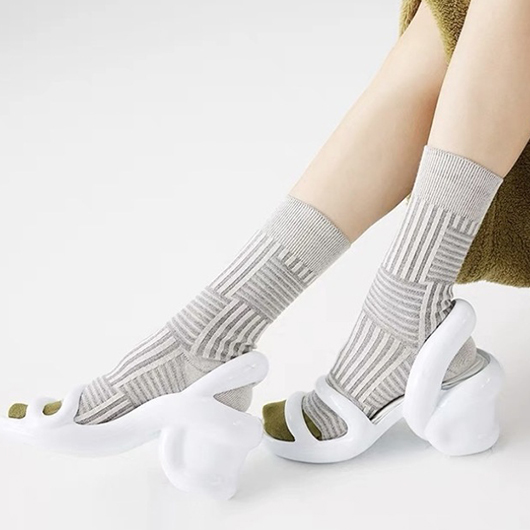 Light Grey Marl accessories,Dark Grey accessories,Striped accessories,Contrast Color accessories,Geometric accessories,Light Grey Vintage Marl Mid Calf Cotton Socks