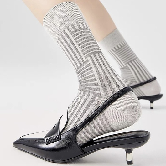 Light Grey Marl accessories,Dark Grey accessories,Striped accessories,Contrast Color accessories,Geometric accessories,Light Grey Vintage Marl Mid Calf Cotton Socks