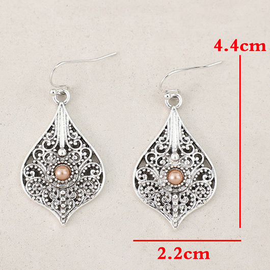 Silver jewelry,Geometric jewelry,Silver Alloy Hollow Design Teardrop Earrings