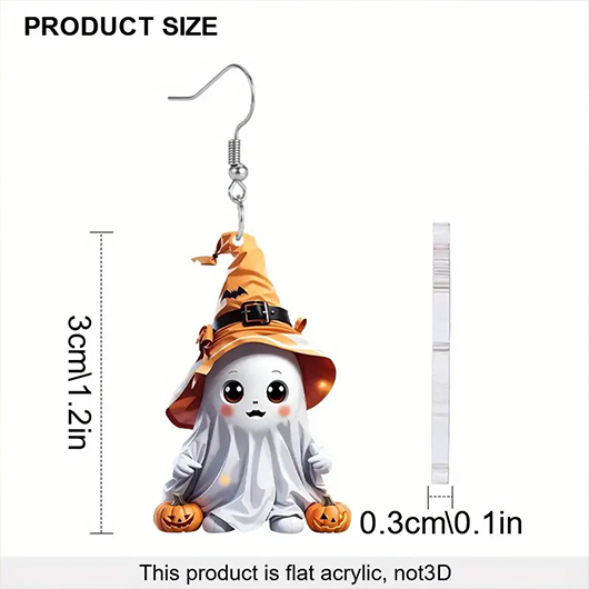 White jewelry,Halloween jewelry,Halloween Pumpkin Ghost White Acrylic Earrings
