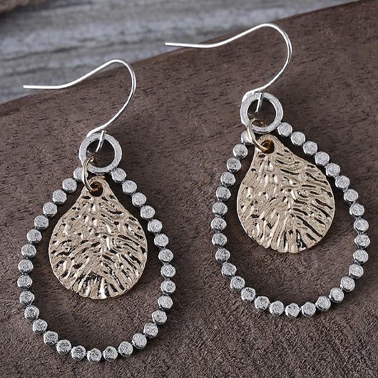 Golden jewelry,Golden Cutout Waterdrop Detail Alloy Earrings