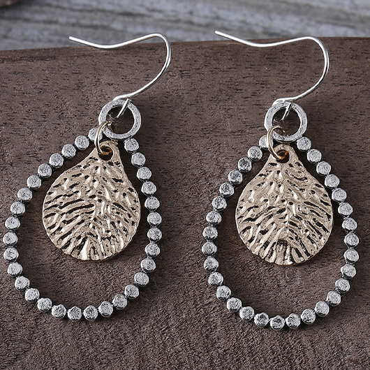 Golden jewelry,Golden Cutout Waterdrop Detail Alloy Earrings