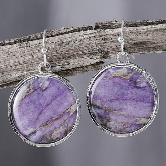 Dusty Purple jewelry,Round Dusty Purple Alloy Material Earrings