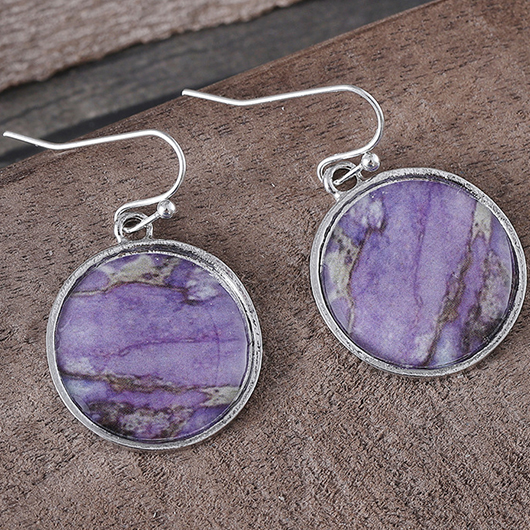 Dusty Purple jewelry,Round Dusty Purple Alloy Material Earrings