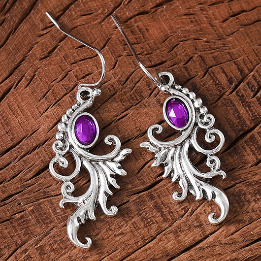 Lila Strass Ohrringe aus Legierung mit Phönix Design