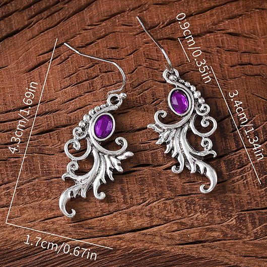 Lila Strass Ohrringe aus Legierung mit Phönix Design