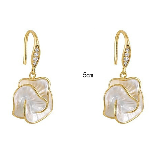 White jewelry,Golden jewelry,White Alloy Camellia One Pair Earrings