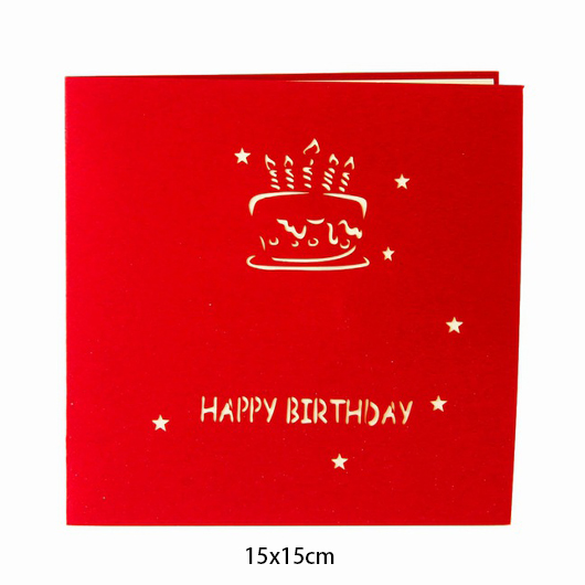 Red accessories,Contrast Color accessories,Hollow Paper Sculpture Cake Birthday Red Gift Card