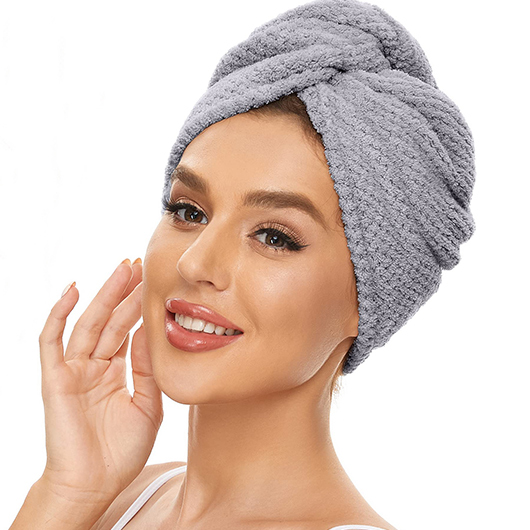 Grey accessories,Plain Color accessories,Synthetic Plush Grey Hair Drying Cap
