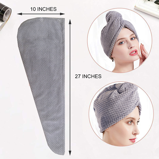 Grey accessories,Plain Color accessories,Synthetic Plush Grey Hair Drying Cap