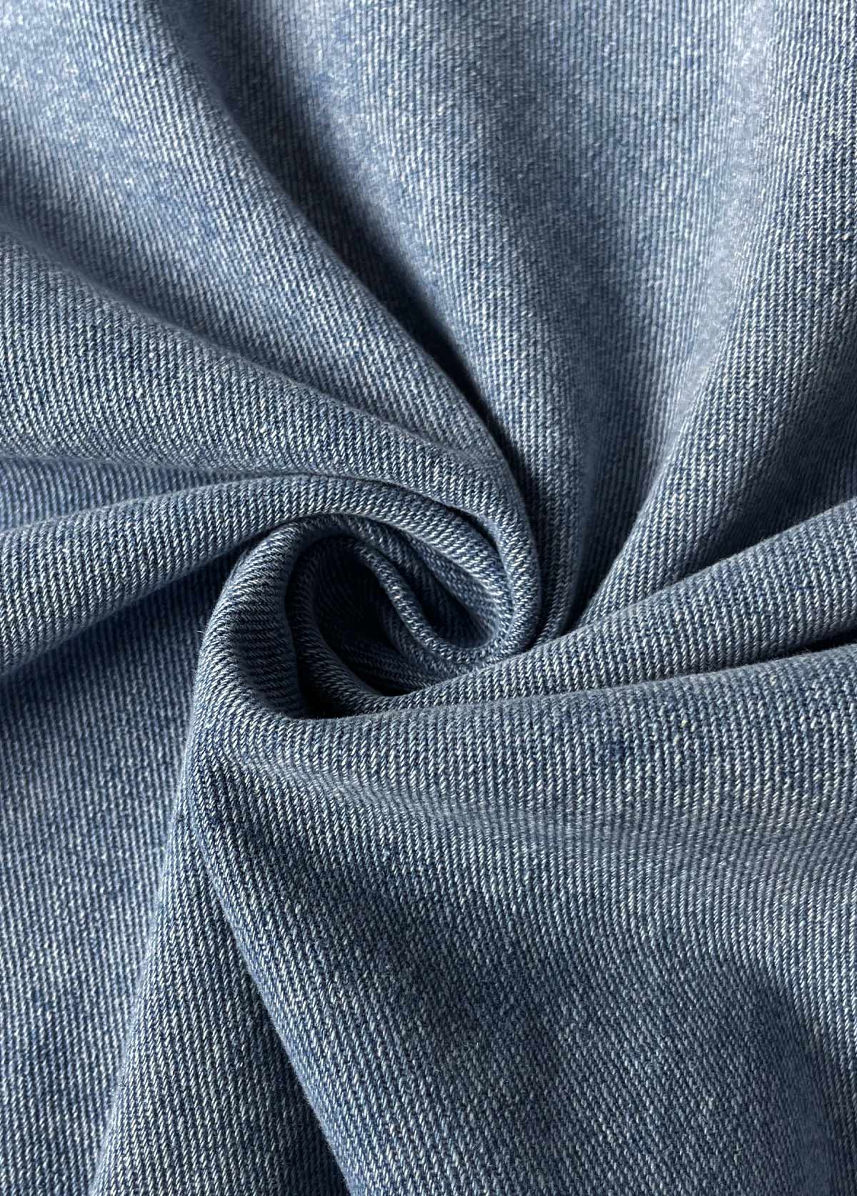 Denim Blue tops,Plain Color tops,Button Denim Blue Turn Down Collar Long Sleeve Coat