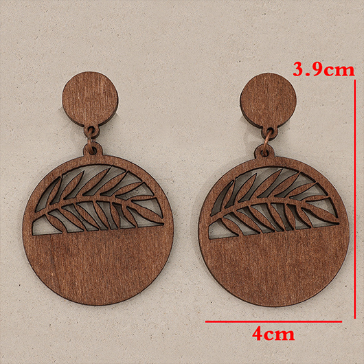 Dark Coffee jewelry,Plants jewelry,Leaf Dark Coffee Wood Hollow Earrings