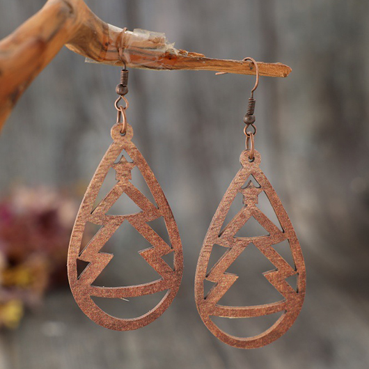 Light Coffee jewelry,Plants jewelry,Christmas Tree Light Coffee Wood Earrings