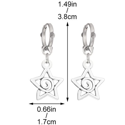 Silver jewelry,Silver Star Alloy Material Hollow Earrings