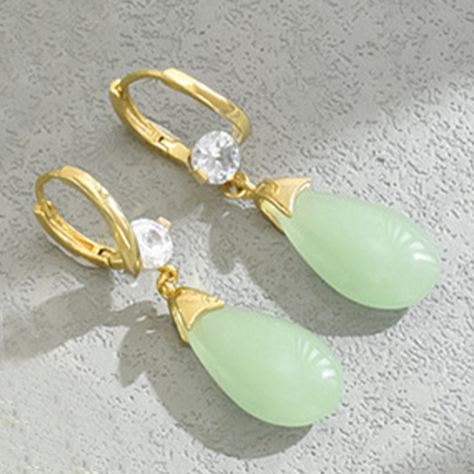 Copper Detail and Green Jade earrings