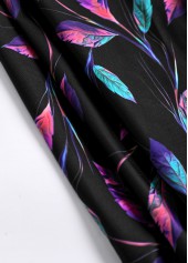 Black plus size,Rainbow Color plus size,Plants plus size,ROTITA Plus Size High Waisted Asymmetry Leaf Print Tankini Set