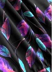 Black plus size,Rainbow Color plus size,Plants plus size,ROTITA Plus Size High Waisted Asymmetry Leaf Print Tankini Set