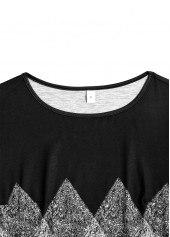 Black plus size,White plus size,Geometric plus size,Chevron plus size,Ombre plus size,ROTITA Plus Size Patchwork Black Geometric Print T Shirt