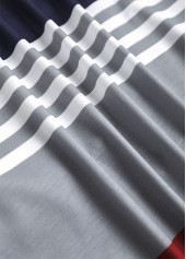 Navy tops,Wine Red tops,Striped tops,Geometric tops,ROTITA Eyelet Striped Navy Shirt Collar 3/4 Sleeve Blouse