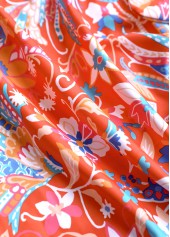 Coral swimwear,Floral swimwear,Plants swimwear,ROTITA Tie Coral Floral Print One Piece Swimdress