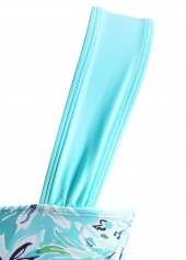 Cyan plus size,Plants plus size,ROTITA Plus Size Mid Waisted Surplice Leaf Print Tankini Set