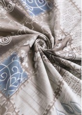 Dusty Blue plus size,Geometric plus size,Tribal plus size,ROTITA Plus Size Patchwork Light Coffee Geometric Print T Shirt