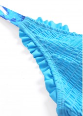 Cyan plus size,Plants plus size,ROTITA Plus Size Smocked Tropical Plants Print Cyan Tankini Set