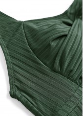 Olive Green plus size,Plants plus size,ROTITA Plus Size Surplice Tropical Plants Print Tankini Set