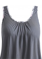 Grey plus size,Plants plus size,ROTITA Plus Size Bowknot Tropical Plants Print Grey Tankini Set