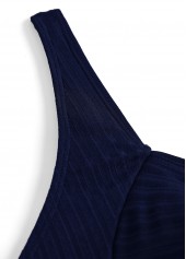 Navy plus size,Plants plus size,ROTITA Plus Size Surplice Tropical Plants Print Navy Tankini Set