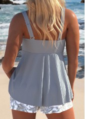 Grey plus size,Tribal plus size,ROTITA Plus Size Patchwork Tribal Print Grey Tankini Set