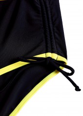 Black swimwear,Multi Color swimwear,Contrast Color swimwear,ROTITA Contrast Binding Black High Waisted Bikini Set