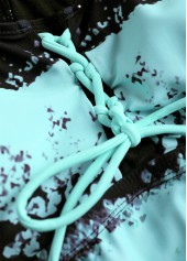 Mint Green swimwear,Black swimwear,Striped swimwear,Geometric swimwear,ROTITA Lace Up Mint Green Striped Tankini Set