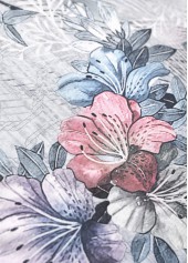 Grey tops,Plants tops,Floral tops,ROTITA Button Random Floral Print Grey Round Neck T Shirt