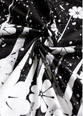 Black dresses,White dresses,Floral dresses,Plants dresses,Dot dresses,Ombre dresses,Everyday dresses,Casual dresses,ROTITA Tummy Coverage Floral Print Black Heart Collar Dress