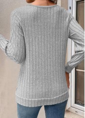 Light Grey tops,Plain Color tops,ROTITA Fake 2in1 Light Grey Square Neck T Shirt