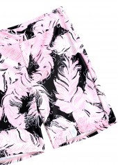 Light Pink swimwear,Tribal swimwear,ROTITA Surplice Light Pink Feathers Print Tankini Set