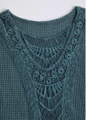 Blue tops,Plain Color tops,ROTITA Patchwork Blue Round Neck Short Sleeve T Shirt