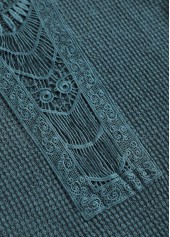 Blue tops,Plain Color tops,ROTITA Patchwork Blue Round Neck Short Sleeve T Shirt