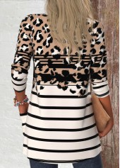 Dark Camel tops,Leopard tops,Striped tops,Geometric tops,ROTITA Leopard Dark Camel Long Sleeve Light Cardigan