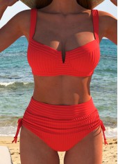 Rotes Rotita-Bikini-Set mit eckigem Ausschnitt und Krawatte