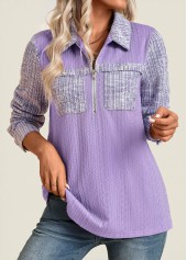 ROTITA Jacquard Light Purple Long Sleeve Shirt