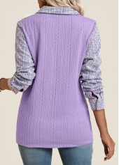 Light Purple tops,Plain Color tops,ROTITA Jacquard Light Purple Long Sleeve Shirt